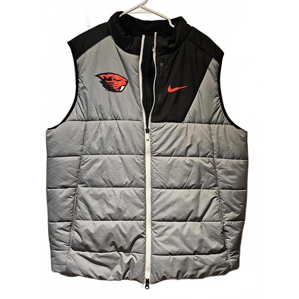 Nike Gray Black Oregon State Beavers Puffer Vest NWOT